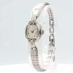 Vintage 1965 Bulova Diamonds 23JLadies Mechanical Wristwatch 5AT 10k White RGP